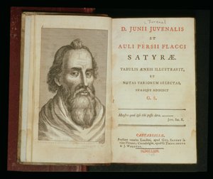 Portret Juwenala z „Satyry Juwenaliów i Aulius Flaccus”, 1763 (rycina) autorstwa English School