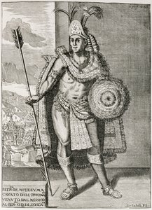 Portret Montezumy II (1466-1520) z „The Narrative and Critical History of America”, pod redakcją Justina Winsora, Londyn, 1886 autorstwa English School