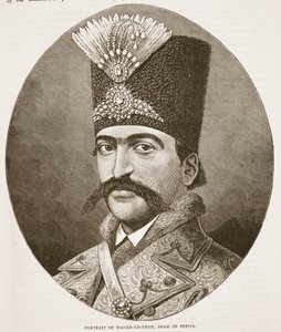 Portret Nasser-ed-Deen, szach Persji, ilustracja z Cassells Illustrated History of England autorstwa English School