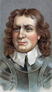 Portret Olivera Cromwella (1599-1658). Angielski wojskowy i polityk - Olivier (Oliver) Cromwell (1599-1658) - Z serii „”Leads of Men”” - Chromolitografia - Szkoła angielska, XX wiek - autorstwa English School