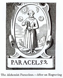 Portret Paracelsusa (Philippus Aureolus Theophrastus) (1493-1541), ilustracja z Nauki i literatury w średniowieczu i renesansie, napisany i ryty przez Paula Lacroix, 1878 (drewno autorstwa English School