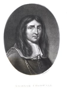 Portret Richarda Cromwella (1626-1712) grawerowany przez Richarda Earloma (1743-1822) z „Illlustrious Characters in British History” (mezzotinta) autorstwa English School