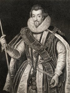 Portret Roberta Cecila, 1. hrabiego Salisbury (1563-1612), z Lodges British Portraits, 1823 autorstwa English School