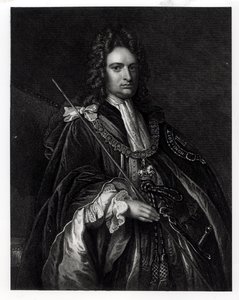 Portret Roberta Harleya, pierwszego hrabiego Oksfordu (1671-1724) (rycina) (zdjęcie bw) autorstwa English School