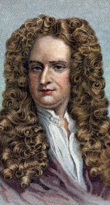 Portret Sir Isaaca Newtona 1642-1727, angielskiego fizyka i matematyka - Z serii „Liderzy ludzi” - Chromolitografia - Szkoła angielska, XX wiek - autorstwa English School