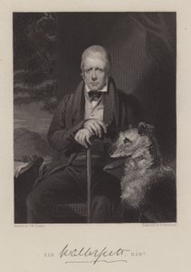 Portret Sir Waltera Scotta, z psem (rycina) autorstwa English School