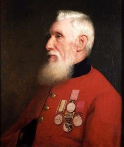Portret emeryta Chelsea noszącego medale za służbę (olej na płótnie) autorstwa English School
