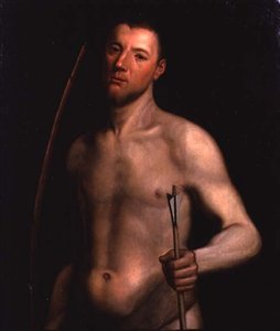 Portret mężczyzny jako św. Sebastian, ok. 1554-60 (olej na desce) autorstwa English School