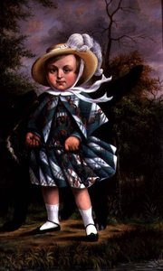 Portret dziecka z czarnym psem, ok.1830 autorstwa English School