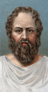 Portret greckiego filozofa Sokratesa (469-399 pne) Sokrates - - Z serii „Przywódcy ludzi”” - Chromolitografia - Szkoła angielska, XX wiek - autorstwa English School