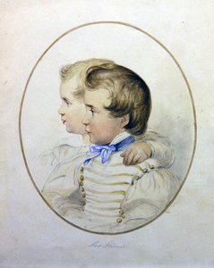 Portret dwóch braci w strojach wojskowych, ok. 1840 (akwarela na papierze) autorstwa English School