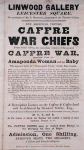 Plakat reklamujący wykład o Caffre War Chiefs w Galerii Linwood autorstwa English School