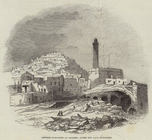 Prochownia w Algierze, po Późnym Wybuchu (grawerowanie) autorstwa English School