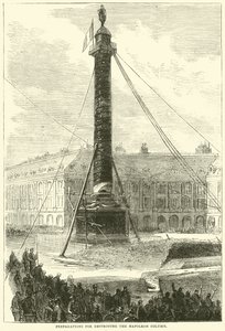 Przygotowania do zniszczenia Kolumny Napoleona, kwiecień 1871 autorstwa English School