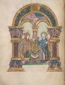 Prezentacja w świątyni, Add. 49598, f.34v, z Błogosławieństwa św Aethelwold, 971-984 (welum) autorstwa English School