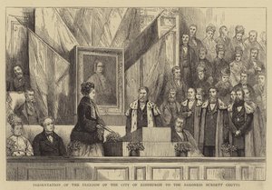 Prezentacja Wolności Miasta Edynburga baronowej Burdett Coutts (grafika) autorstwa English School