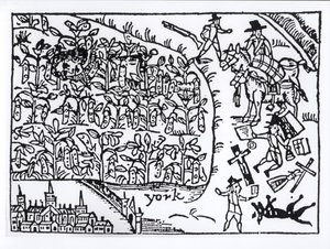 Książę Rupert (1619-82) ukrywający się na polu fasoli w bitwie pod Marston Moor 2 lipca 1644 autorstwa English School