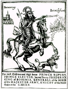 Książę Rupert na koniu (rycina) (fot. bw) autorstwa English School