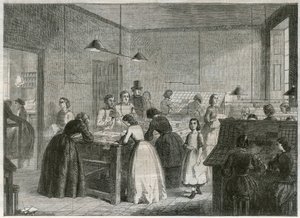 Drukarnia (Victoria Press) przy Great Coram Street, do zatrudniania kobiet jako kompozytorek autorstwa English School