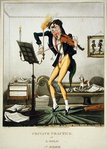 Private Practice or A Solo at Home, rycina Henry Pyall (1795-1833), wyd. Thomas McLean, Londyn autorstwa English School
