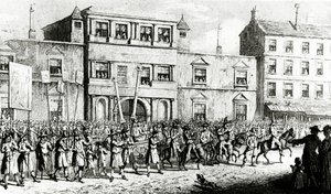 Procesja z 1741 r. w Londynie wyszydzająca masonów, 1843 autorstwa English School