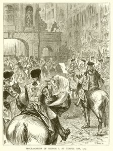 Proklamacja Jerzego I w Temple Bar, 1714 autorstwa English School