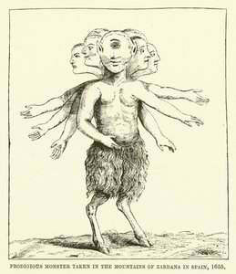 Cudowny potwór schwytany w górach Zardana w Hiszpanii, 1655 autorstwa English School