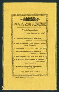 Program dla Gimnazjum w Valletcie, 3 stycznia 1896 (druk) autorstwa English School