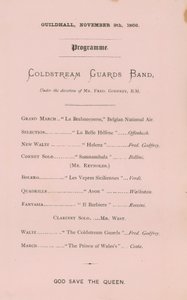 Program bankietu w Guildhall w Londynie, 9 listopada 1866 r. autorstwa English School