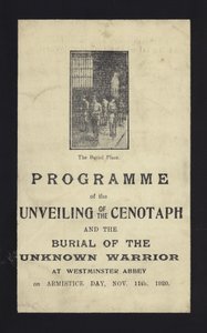 Program odsłonięcia grobowca i pochówku Nieznanego Wojownika, Westminster Abbey, Londyn, 11 listopada 1920 autorstwa English School