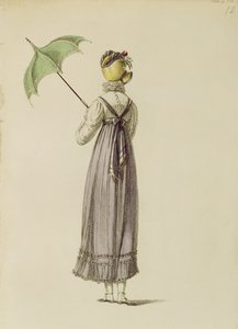 Sukienka na promenadę, modny talerz z Ackermanns Repository of Arts autorstwa English School