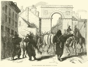 Pruski stado paszowe sprowadzające bydło, październik 1870 autorstwa English School