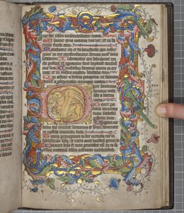 Psałterz z kalendarzem Sarum use, Fol 82 recto, ok. 1425-75 (tusz, farba i złoto na welinie) autorstwa English School