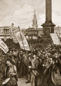 Spotkanie publiczne na Trafalgar Square z okazji Krwawej Niedzieli 1892, ilustracja z Cassells Illustrated History of England (zdjęcie w sepii) autorstwa English School