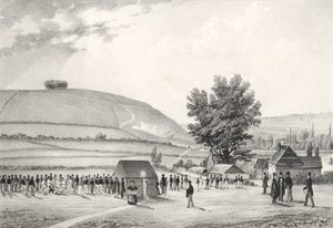 Chłopcy ze szkoły publicznej (Charterhouse) grający w piłkę nożną (bw litho) autorstwa English School