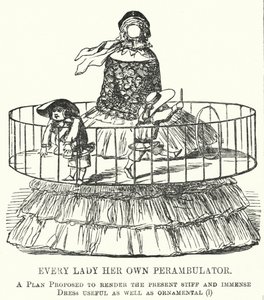 Punch cartoon: Every Lady Her Own Perambulator - moda na damskie spódnice z obręczą (grawerowanie) autorstwa English School