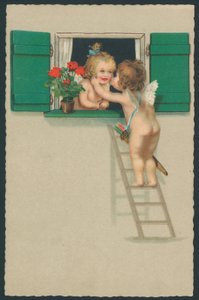 Pocałunek Putti autorstwa English School