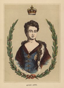 Królowa Anna (kolorowy grawerunek) autorstwa English School