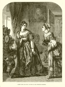 Królowa Anna i Pani Danvers w Komnacie Obecności autorstwa English School
