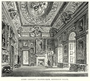 Salon królowej Karoliny, Pałac Kensington (rycina) autorstwa English School