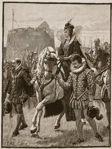 Królowa Elżbieta w Tilbury, ilustracja z Cassells Illustrated History of England (zdjęcie w sepii) autorstwa English School