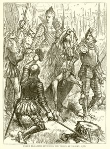 Królowa Elżbieta przegląda żołnierzy w Tilbury, 1588 autorstwa English School