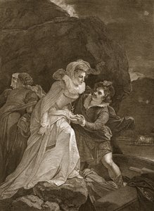 Queen Mary uciekająca z zamku Loch Leven, ilustracja z David Hume The History of England, wyd. R. Bowyer, Londyn, 1812 r. autorstwa English School