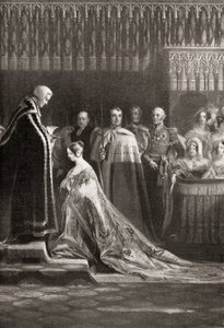 Królowa Wiktoria (1819-1901) przyjmuje sakrament po koronacji autorstwa English School