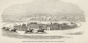 Wyścigi w Wheat Croft: „Hamlet” pułkownika Thompsona wygrywający Puchar Lascelles, z „The Illustrated London News”, 15 listopada 1845 autorstwa English School