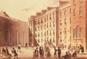 Rakiety w więzieniu floty, ilustracja z „London Life”, wyd. 1809 (lito) autorstwa English School