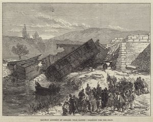 Wypadek kolejowy w Antibes k. Cannes, włóczenie się po zmarłych (rycina) autorstwa English School