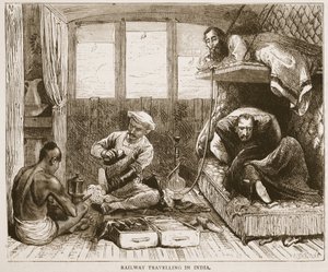 Podróż koleją po Indiach, ilustracja z Ilustrowanej Historii Anglii Cassells autorstwa English School