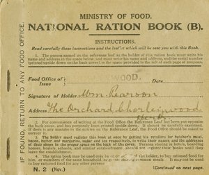 Racje żywnościowe dla Williama Pearsona, Chorleywood, Hertfordshire, 1919 (druk) autorstwa English School