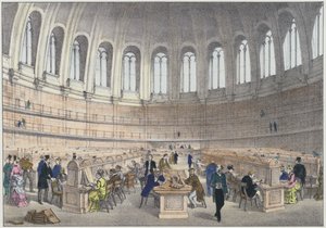 Czytelnia w British Museum w Londynie (kolorowa grawerunek) autorstwa English School